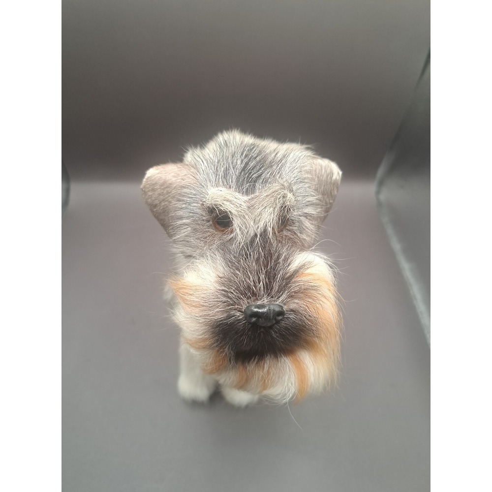 Realistic Furry Dog Figurine‎ Terrier Mini Schnauzer Scotty Gray Puppy Beard Pet - Picture 13 of 15
